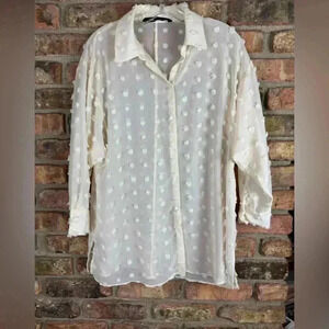 Zara Polka Dot button down Shirt size S